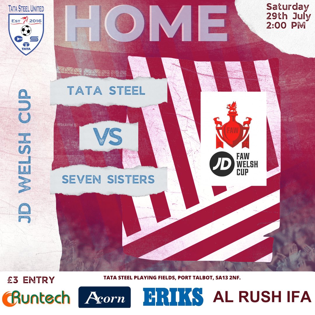 Our first competitive game of the season tomorrow against <a href="/7SistersOnllwyn/">Seven Sisters Onllwyn AFC</a> . Come on down and show your support🏆

🏆JD Welsh Cup QR1 
🏟Tata Steel Sports Ground
⏰2:00pm 

#HALASCOW
