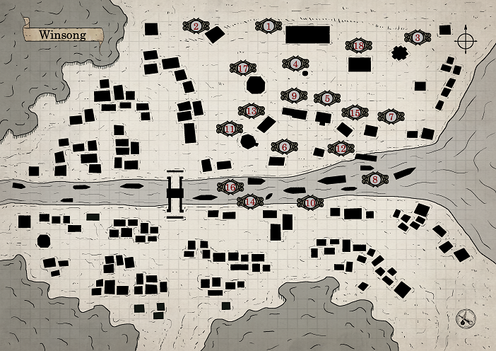 XploringMap's tweet photo. Winsong town and points of interest.
Part of Ancient Realms - Hollow Adventures.
.
.
#map #fantasyart #fantasymap #rpg #rpgmap #dnd #dndmap #cartography #gameart #mapping #ttrpg #adventure #systemneutral #osr #rpgzine #tabletoprpg #vtt #handdrawn #townmap #citymap https://t.co/1CNTago0N1