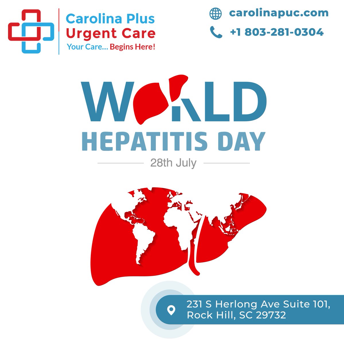 happy hepatitis Day!

.
.
.
#worldhepatitisday #HepatitisDay #WorldHepatitisDay #hepatitis #InternationalNews #urgentcare #urganetcareus #carolinaplusurgentcare #urgentcarenearme #rockhillsc #rockhill