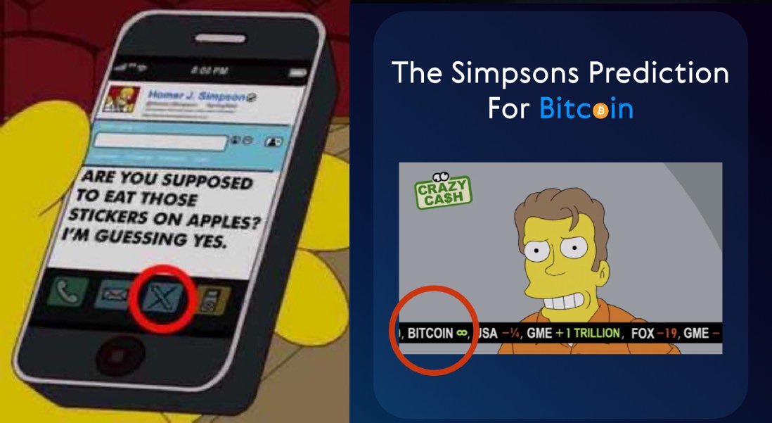 cryptorover's tweet photo. The Simpsons predicted X

Is its #Bitcoin prediction also accurate? https://t.co/8M8STU82KN