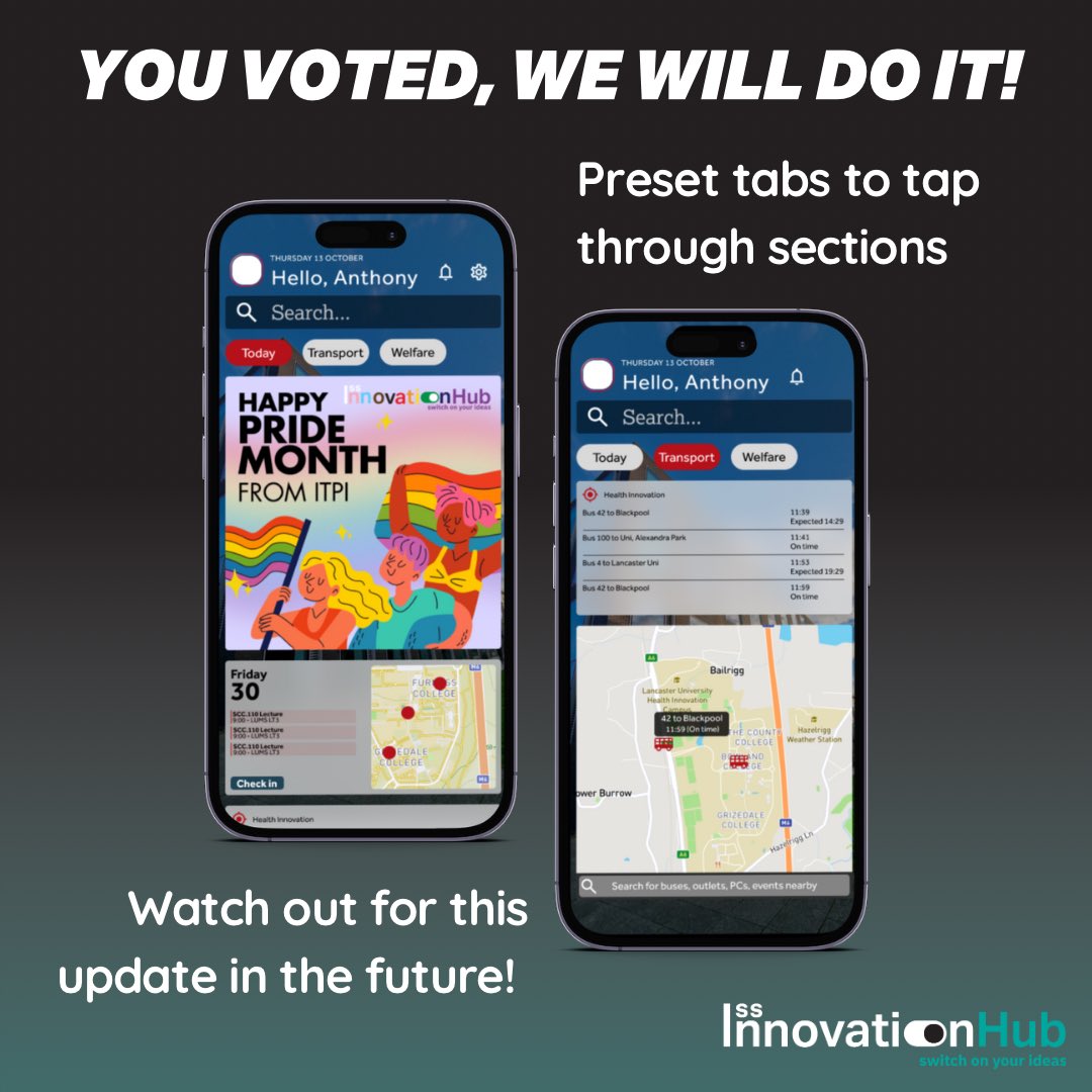 You voted, we will do it! Thank you for all of the feedback we received - keep an eye out for this update when it graces your iLancaster home screen!