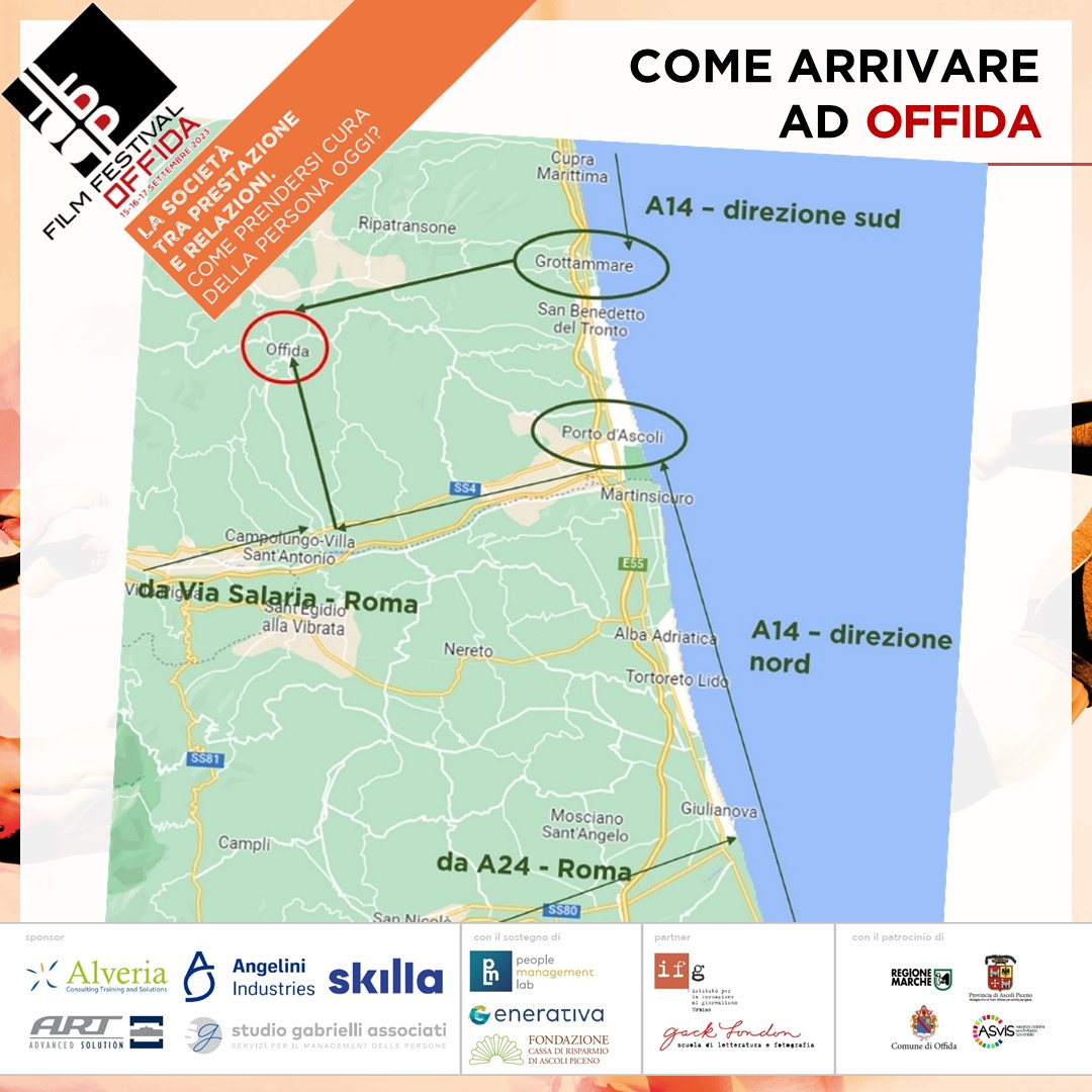𝙊𝙛𝙛𝙞𝙙𝙖 è il luogo dove il 𝑭𝒊𝒍𝒎 𝑭𝒆𝒔𝒕𝒊𝒗𝒂𝒍 prenderà vita. 
Ecco delle semplici indicazioni per arrivare ad Offida, 𝑖𝑙 𝑝𝑎𝑒𝑠𝑒 𝑑𝑒𝑙 𝑠𝑜𝑟𝑟𝑖𝑠𝑜.

Vi aspettiamo!
Per iscrizioni ed info, visita il sito: bit.ly/FilmFestivalOf….