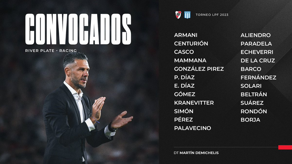 GoldeororadioOK's tweet photo. #RiverPlate || Juega El Campeón 

Estos son los jugadores convocados por Martín Demichelis para el último partido del torneo. 

📷: @RiverPlate
✍️: @aleyanez1991

#LigaProfesional #LPF #TorneoLPF #Afa https://t.co/Q33EcGOLia