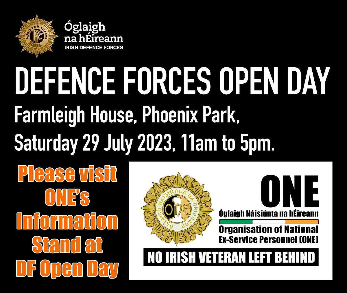OneFuchsia's tweet photo. Please visit ONE’s Stand at the Defence Forces Open Day in Farmleigh House, Phoenix Park, Saturday 29 July 2023, 11am to 5pm.
Follow @defenceforces social media for how to get there or visit: https://t.co/sW9WTzveX5
#DefenceForces #Veterans #Charity #SleepingFlags #OpenDay https://t.co/f5mdLSIpSu