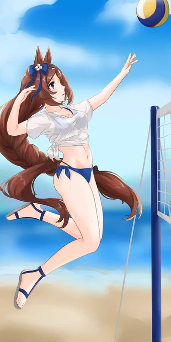 #暑いので水着絵で体温調節する清涼感のある青! 