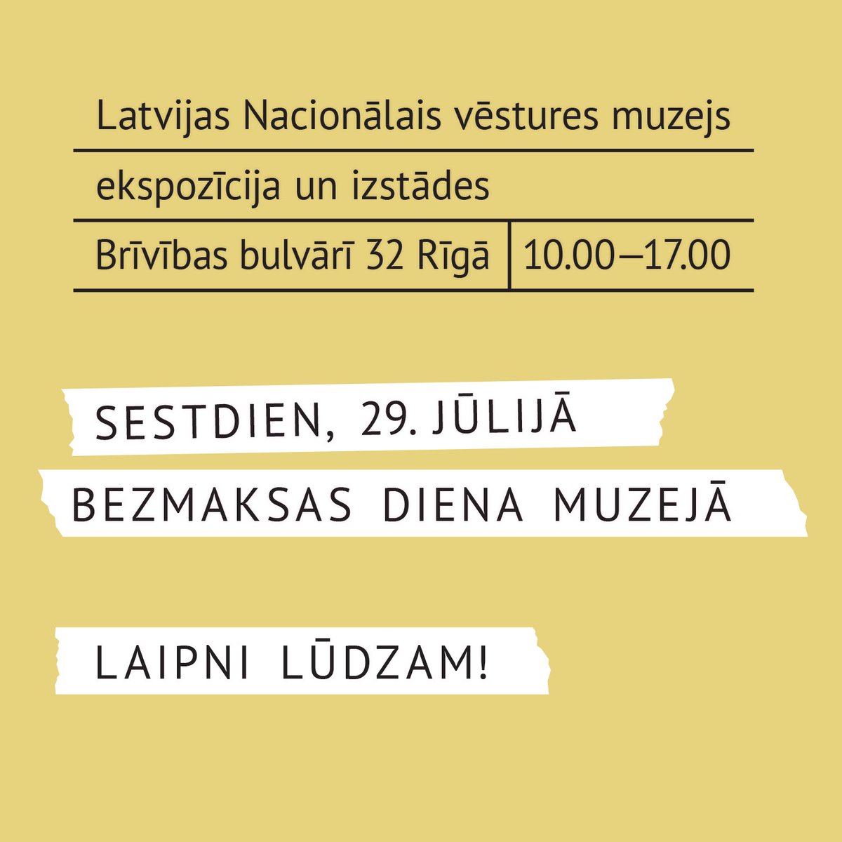 LNVMuzejs's tweet photo. Līdz ar mēneša beigām klāt arī bezmaksas diena muzejā - rīt, 29. jūlijā, ieeja muzeja ekspozīcijā un izstādēs pilnīgi visiem un pilnīgi visu dienu ir BEZ MAKSAS! https://t.co/iS9ySk6JBl