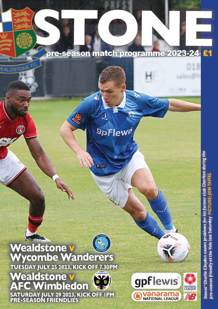 MarkHyde13's tweet image. Tomorrow's @WealdstoneFC v @AFCWimbledon Programme cover.... #BuyOne @NonLgeProgs