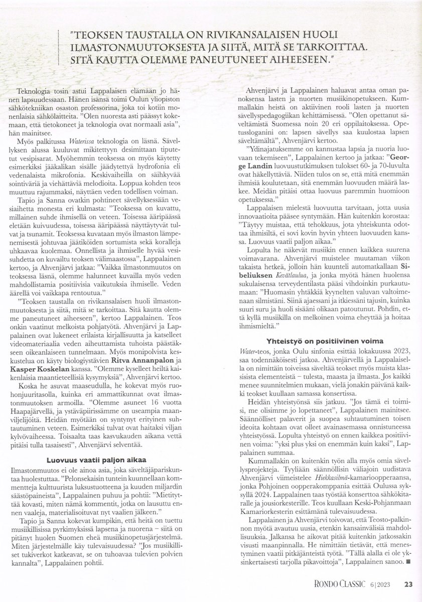 Tässä juttu Teosto-palkinnostamme Rondo -lehden kesäkuun numerosta. / Rondo -magazine wrote an article about our Teosto Prize. Photo: Ville Juurikkala. <a href="/TeostoOfficial/">Teosto</a>