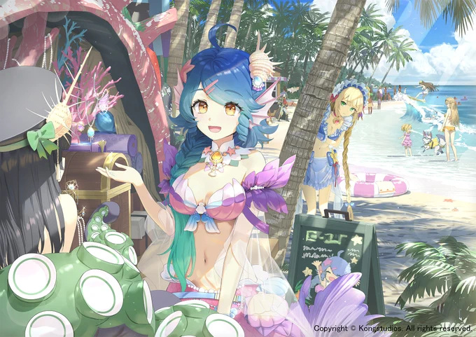 ガーディアンテイルズ様の夏イベントのお祝いイラストを描かせていただきました。何卒よろしくお願いいたします! 