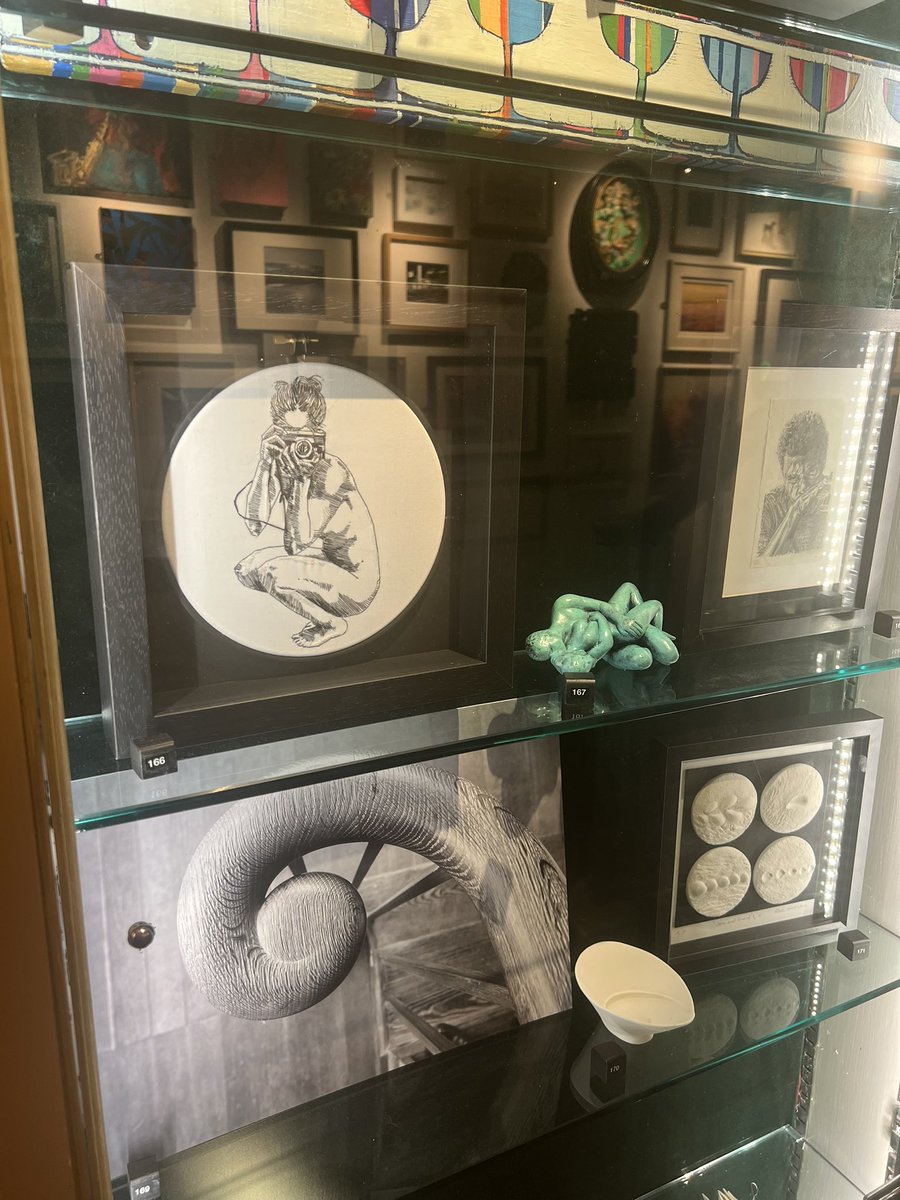 Thrilled to have one of my embroideries at the Chelsea arts club summer exhibition. Such a privilege to be amongst so many amazing artists, and think she sits perfectly in their cabinet of curiosities 🥰🥰