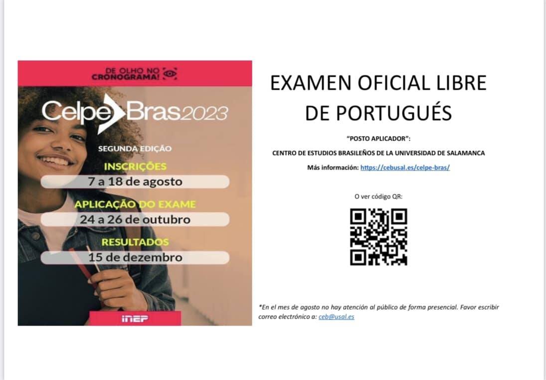 cebusal's tweet photo. En unos días empezará el período de inscripción del examen oficial libre de portugués #CELPE Bras

El @cebusal @usal es "Posto Aplicador" desde año 2002

Estamos a disposición para cualquier información en: ceb@usal.es o entrar en: https://t.co/DRsEYzIfVI

Organiza: @inep_oficial https://t.co/cYpZHS3GS5