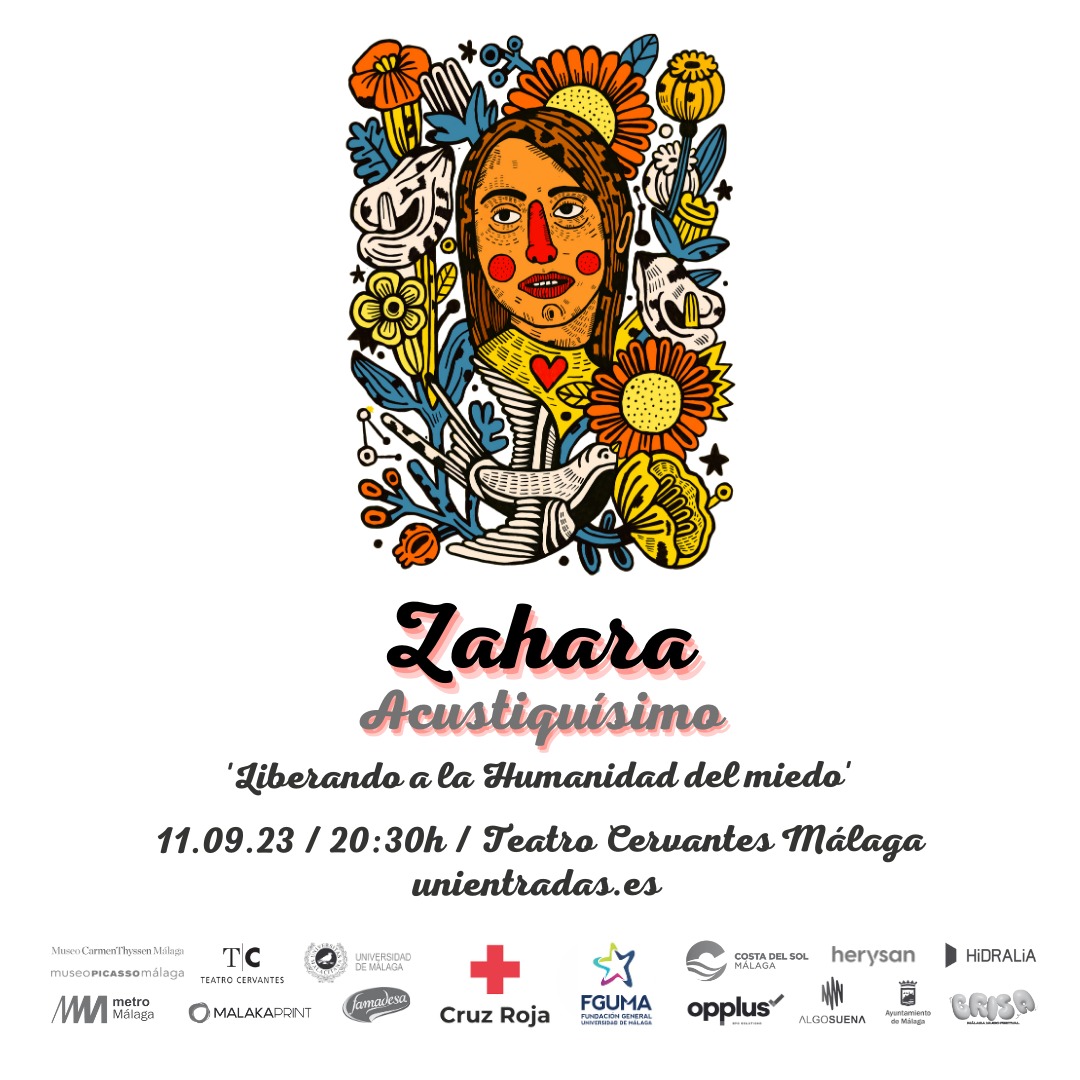 Súmate al concierto #solidario de @zaharapop el próximo 11 de septiembre a las 20:30 h. en el @TeatroCervantes 🎙 La recaudación se destinará íntegra a @CREMalaga 🎟 unientradas.es/janto/main.php… 🤝FGUMA y Cruz Roja Málaga.