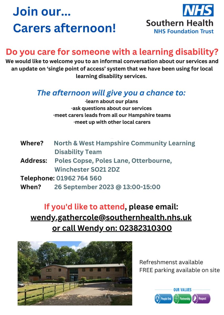 We are already planning our next #learningdisability #carers afternoon for September. It will take place in our #Winchester office, if you are a #family carer, please book on and join us! Details below. @HIOW_ICS #Hampshire #Southampton @elveta4 @AndoverPCN @NewForestPCN