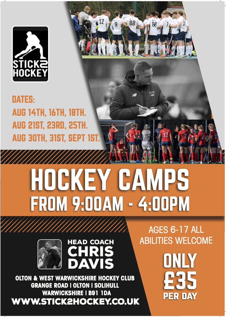 Just a reminder that we have just over two weeks till our first set of summer camps, at Olton &amp; West Warwicks Hockey Club. Spaces are filling up fast so don't forget to book your place to avoid missing out. More details can be found at stick2hockey.co.uk