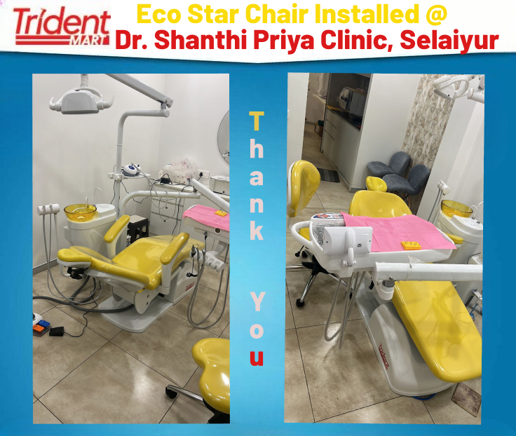 TridentMart's tweet image. Eco Star Chair Installed @ Shanthi Priya Clinic, Selaiyur.
Thank you for valuable support.
#Tridentmart
#DentalMaterial
#DentalChair
#DentalEquipments
#DentalDisposals
#BestDentalCompany
#prevestdenpro #DentalXray #dentalcompressor
#DentalShow #Expod #uvchamber #dentalclinicpacka