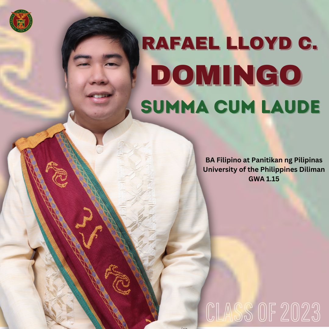 vanalariao's tweet photo. PAGBATI AT PADAYON @RafaelLloyd7 🌻🌻🌻 #Sablay2023 #SummaCumLaude #UPDiliman https://t.co/WthyOoV41b