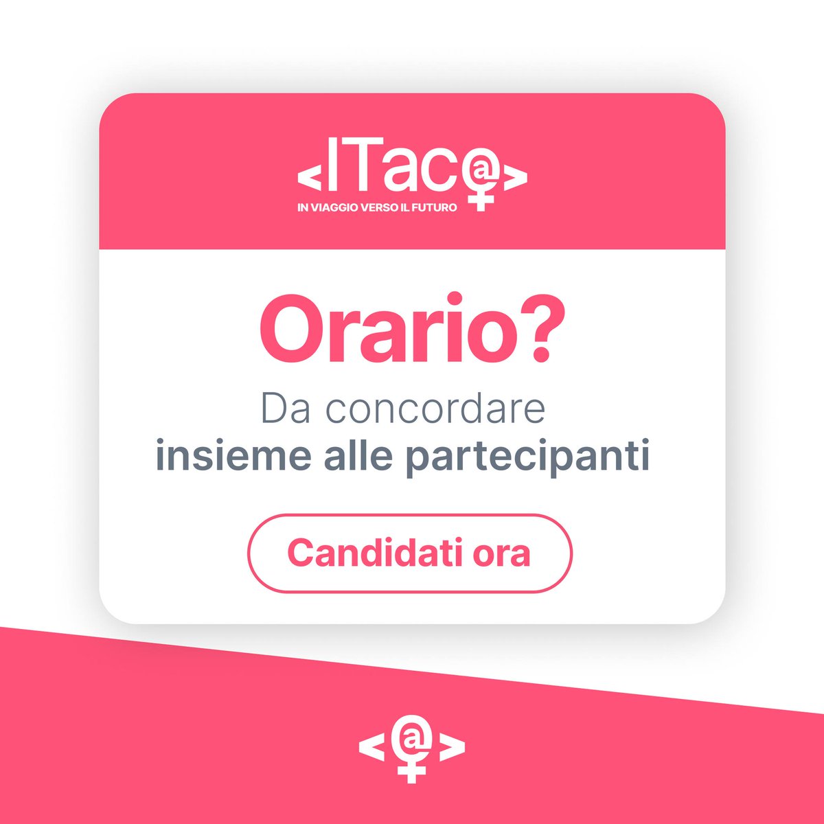ITac@, un viaggio verso il futuro per donne tra i 18 e i 50 anni. 
Il primo livello offerto: 
👉BASE IT👈
➡️ Acquisisci competenze specifiche nell'uso di Excel, Word e PowerPoint! 
➡️ 6 edizioni, ciascuna di 42 ore di Informatica + 40 ore soft skills
 
➔ progettoitaca.eu