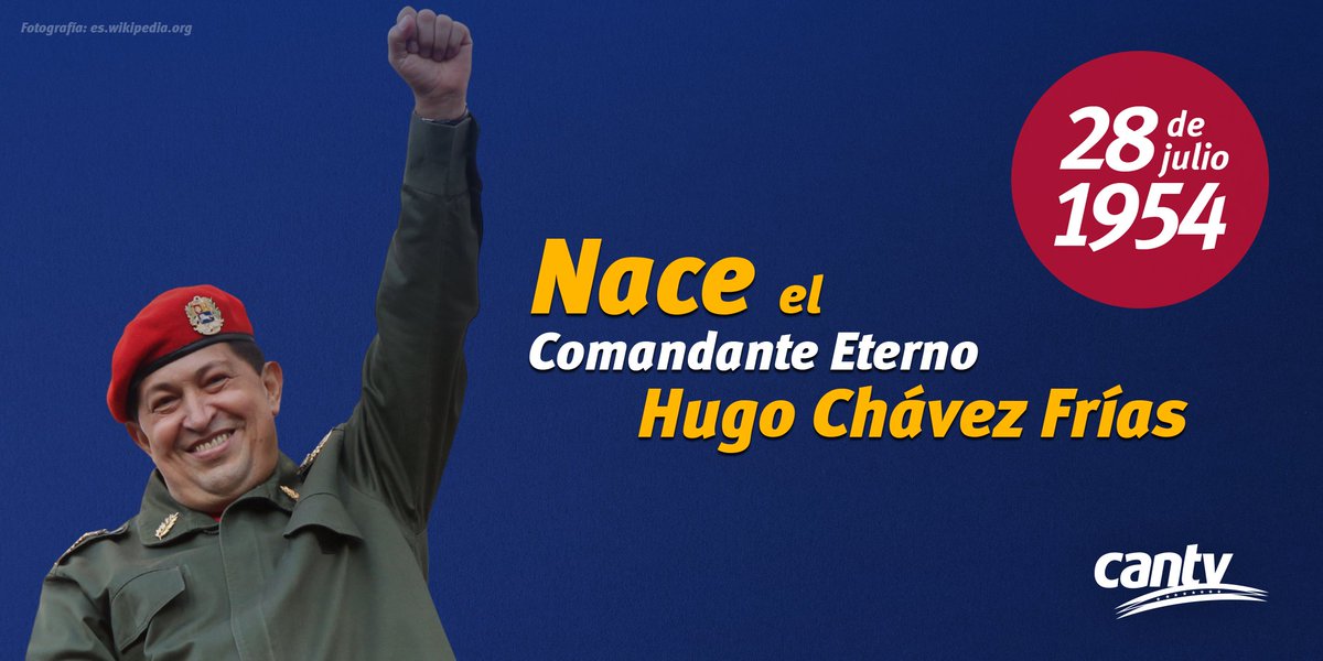 salaprensaCantv's tweet photo. #28Jul Celebramos el natalicio del Cmdte. Hugo Chávez, líder de la Revolución Bolivariana y Presidente invicto de Venezuela. Nuestro mejor homenaje es cumplir con su legado para lograr la mayor suma de felicidad posible al pueblo venezolano.

#AmigoComandante https://t.co/7OiP3cXuvv