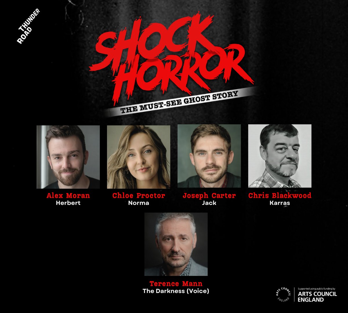 Introducing... the cast of #ShockHorror! 

Alex Moran as Herbert
Chloe Proctor as Norma
Joseph Carter as Jack
Chris Blackwood as Karras
Terence Mann as The Darkness (Voice)

Read more about the team bringing you "one hell of a show" this Autumn 👇
bit.ly/4564rhw