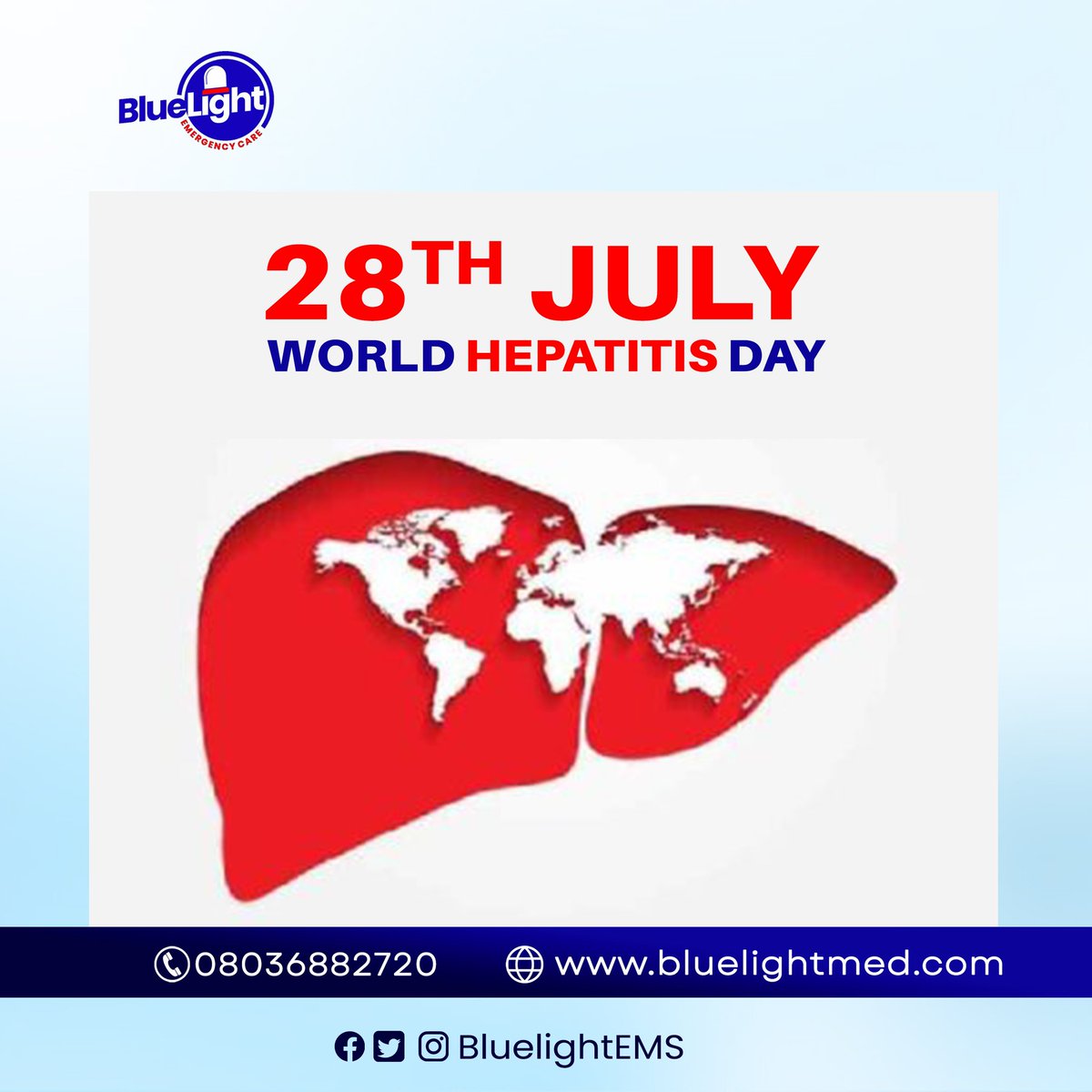 BluelightEMS's tweet photo. This year 2023, the World Hepatitis Day theme is "One Life, One Liver". A global call to fasten the necessary measurements that enhance prevention, diagnosis, &amp; treatment of viral hepatitis, thereby improving liver health and achieving worldwide 2030 hepatitis elimination goals. https://t.co/KlTDR3ZWv6