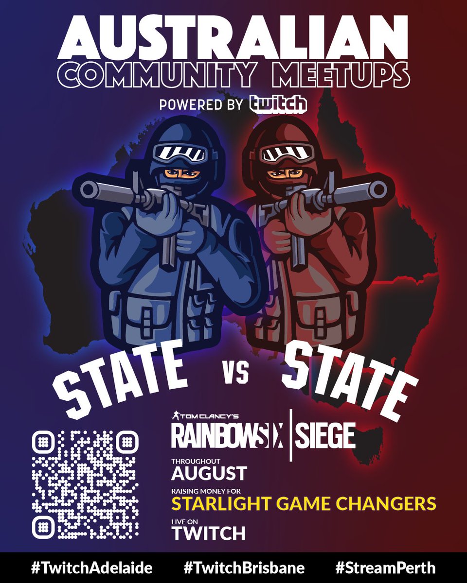 We're pleased to announce that we're hosting a charity event during August, with some of the other Twitch MeetUp Communities from around Australia.

Going head to head against other states, to raise money for #StarlightGameChangers

@Twitch_Perth @TwitchBrisbane <a href="/Starlight_star/">Starlight Australia</a>