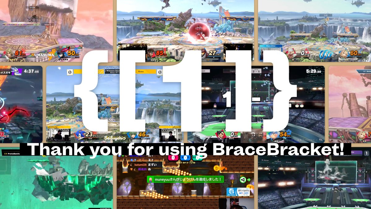 wolphtype's tweet photo. BraceBracketのWeb版をリリースしてから1年が経ちました！
これまでに篝火、西武撃、沼スマ、極冠、九龍、DELTA、WAVE、仁義、スマパ！、真・闘龍門、しのスマHEROES、Bee Smash、KENメンバーマリメ対抗戦etc…様々なイベントで使っていただいております。
これからもよろしくお願いいたします！ https://t.co/IMuhgY74eC