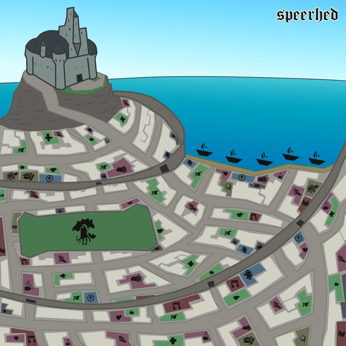 I__am__Atlas's tweet photo. ive been looking back at some of the old city maps i have made for my campaigns in the past, and i am pretty happy at the progress i have made in the design of them. #dnd5e  #mapmaking #OC #dndmaps https://t.co/UD8ViEsvtD