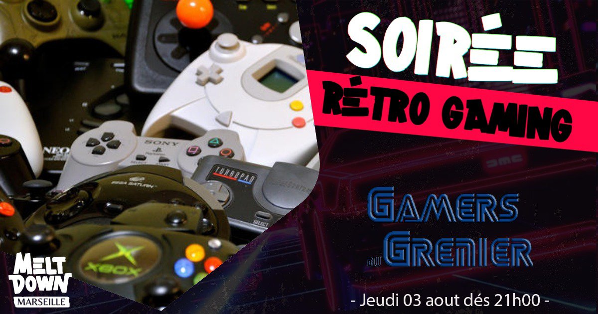 MeltdownMars's tweet photo. Jeudi 03/08 ils reviennent pour une seconde soirée Rétro Gaming : Les Gamers du Grenier,  l’association qui retape, recycle et redonne vie à vos vieilles consoles.

Au programme de la soirée des contests et du freeplay sur les ancêtres de vos PS5, Switchs et XBOX ! https://t.co/lAkxAh6DVx