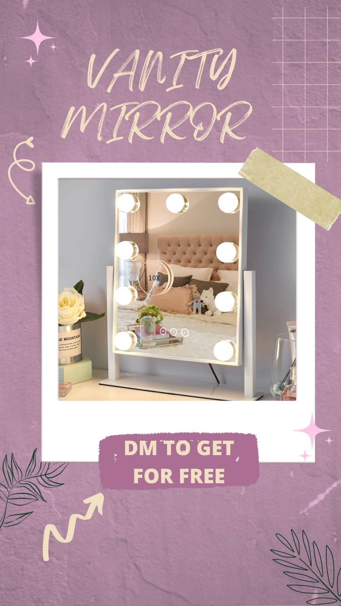 '🪞💖 GIVEAWAY ALERT! Win a stunning Vanity Mirror to glam up your space! ✨✨ Follow & RT to enter. Embrace your reflection in style! #FreebieFriday #Giveaway #VanityMirror #GlamUp' 🎉🤩