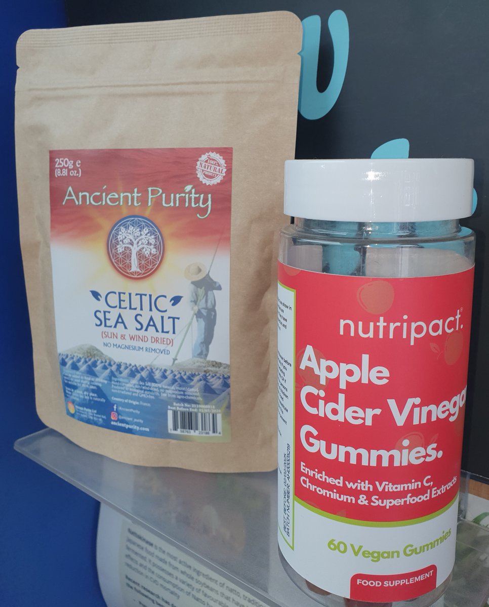 We source the latest products for the shop and website. #celticseasalt  #AncientPurity Celtic Sea Salt is Naturally Air and Sun-Dried #applecidergummies apple flavoured ACV gummies contain 500mg of #applecider vinegar