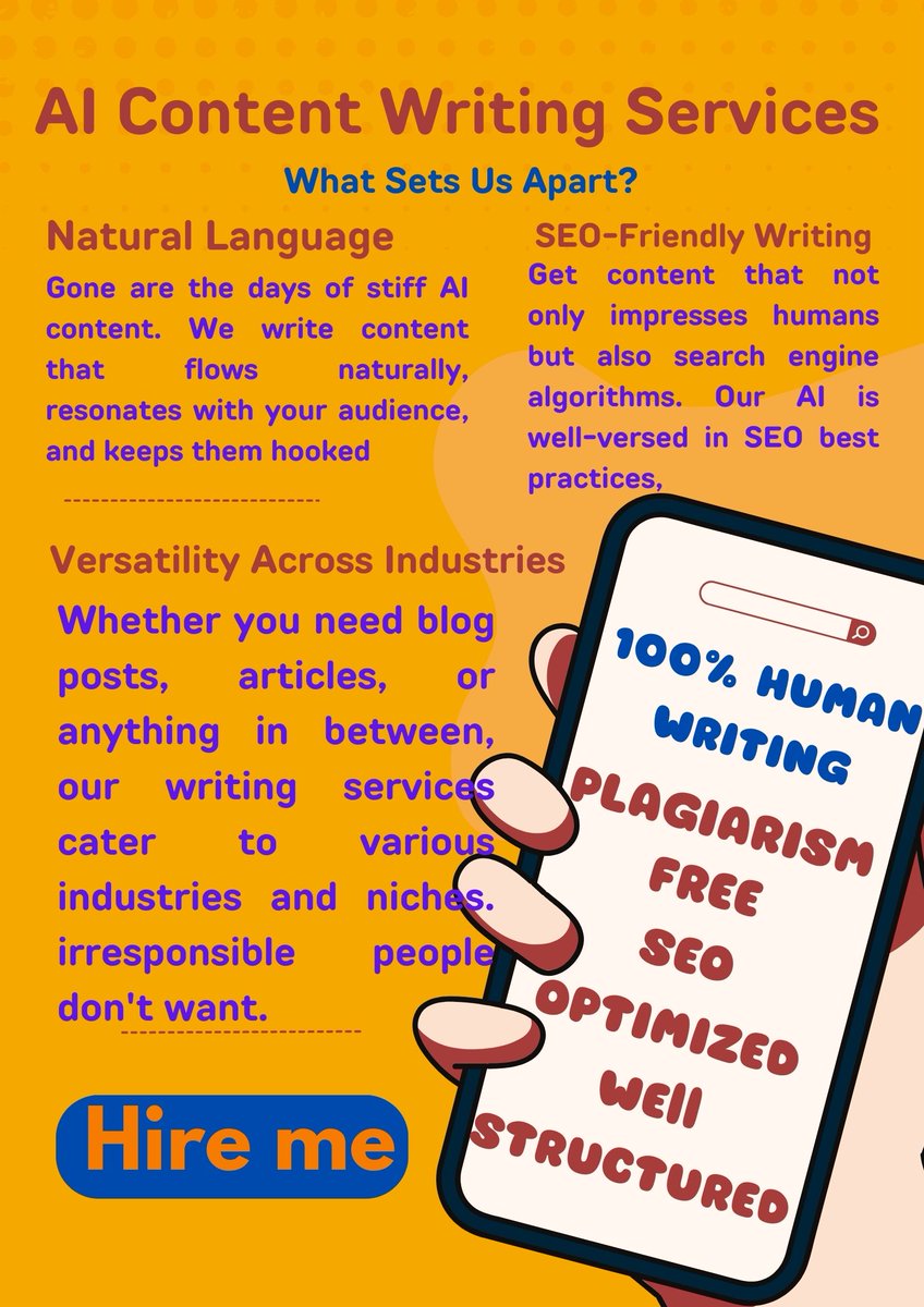 Let's exchange gigs. Here is my gig link for AI content Writing. Open it to check what exciting services I am offering...
fiverr.com/s/vDvWlW

#XProMax #TravisScott #Utopia #telekinesis #fridaymorning #Cartier #Jealousy #FEIN #rap #Yeezus #MELTDOWN #GO2Spoilers #GoodOmens2