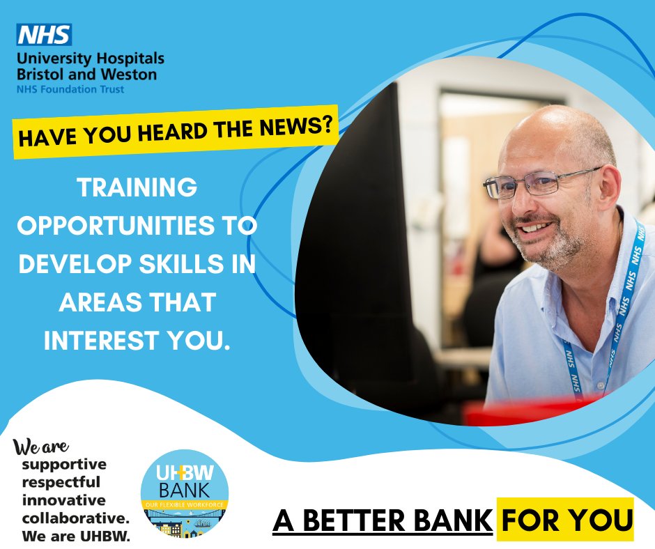 At the UHBW we are reviving our bank! If you are interested in evolving your skills with new opportunities then the bank is for you. 

For more information, please visit: uhbwcareers.nhs.uk/a-better-bank-…

#TeamUHBW #ABetterBank #SkillsDevolopment