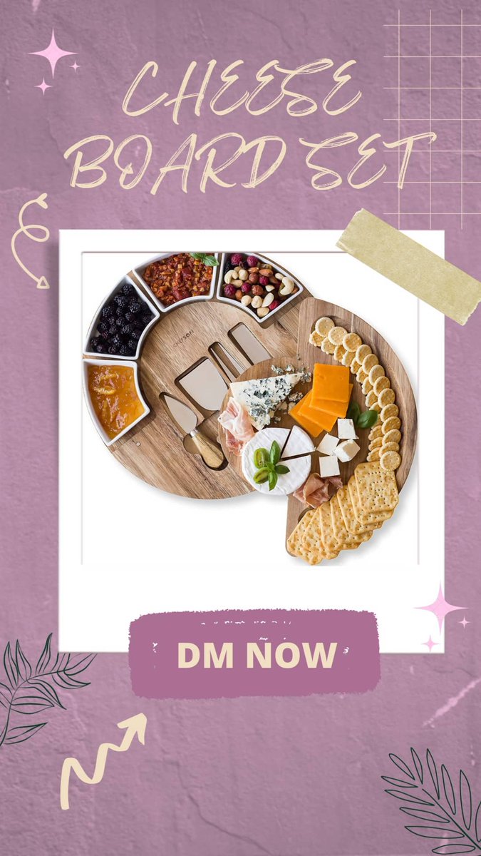 🧀 Win the ultimate Cheese Board Set! 🎁🧀 Indulge in the art of cheese with this premium set - includes a beautiful board, cutting tools, and more! 🍽️🧀 Don't miss your chance to win - simply follow us and retweet to enter! 🎉🎊 #CheeseLovers #GiveawayAlert #FreebieFriday