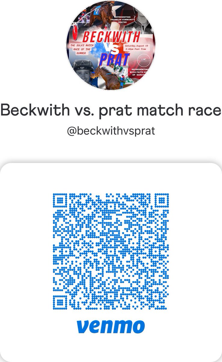 marymcdermott15's tweet photo. Enter to Win a Magnawave Spiro!
All money raised will go to the Brett Beckwith vs. Flavien Prat Match Race Charity Pot and Saratoga Harness HOF
๐๏ธโก๏ธ Venmo account for donations/tickets is listed below as well!
#beckwithvsprat #saratogaharness #saratogaracecourse #magnawave https://t.co/KS0NKQrZcr