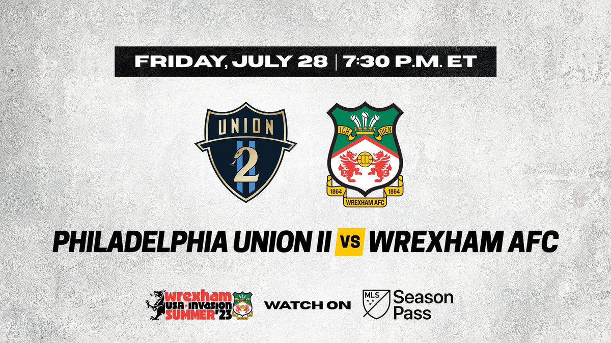 Wrexham_AFC's tweet photo. NEXT UP | Philadelphia Union II vs Wrexham AFC

The final instalment of our #WxmUSTour awaits! 

🔴⚪️ #WxmAFC https://t.co/QhroDAofRp