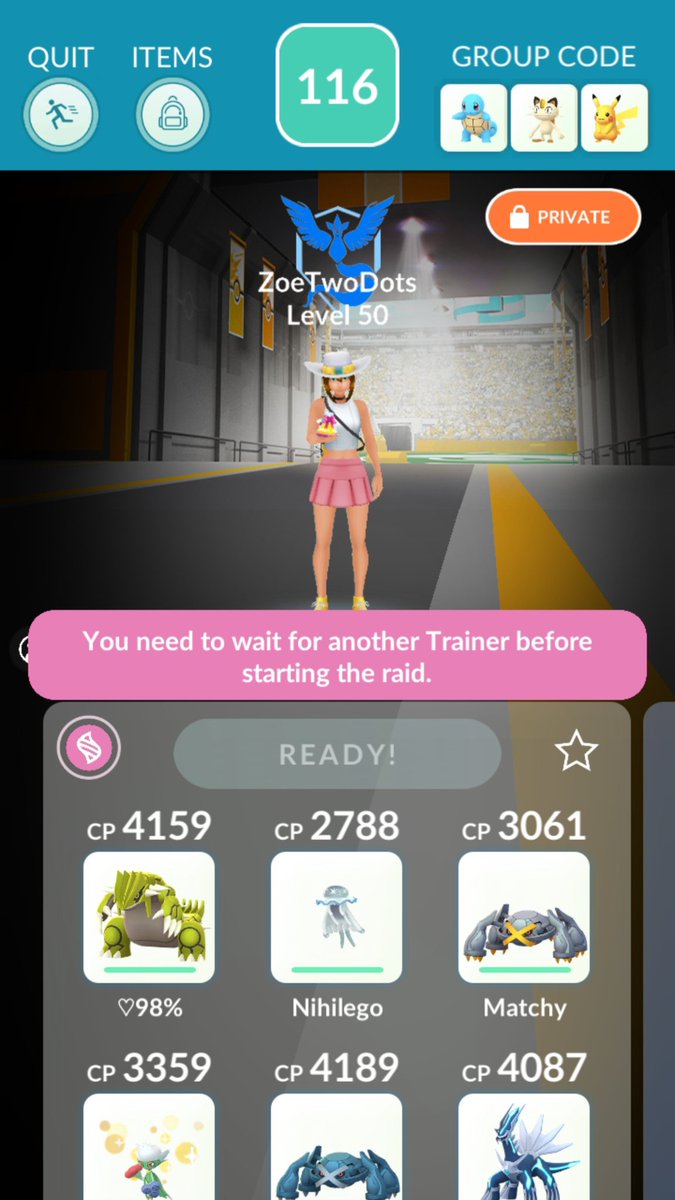 _ZoeTwoDots's tweet image. Ready up button is live in #PokemonGO!? Do you have this feature in your area? Tested with local raid and also with inviting remote raiders (both worked).
