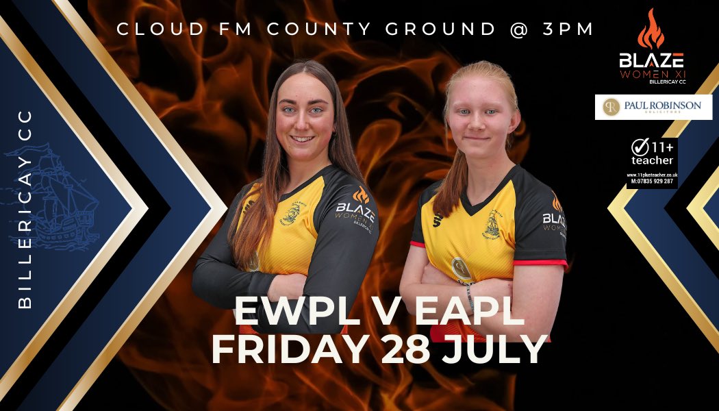 Following outstanding performances with the bat this season - Cara Castleman &amp; Grace Poole have been selected to represent EWPL in a T20 v EAPL. Get down to the @essexcricket County Ground at 3pm to see them in action! Go well girls 🔥🔥🔥