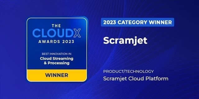 ScramjetOrg's tweet photo. Scramjet has bagged the 2023 CloudX Award in Cloud Streaming &amp; Processing! A testament to our role in advancing the cloud market. Big thanks to @DevNetworkDevNetwork &amp; the Cloud Advisory Board. See you at DeveloperWeek CloudX, Aug 15-16 in San Francisco! https://t.co/6ptxqNAlaa