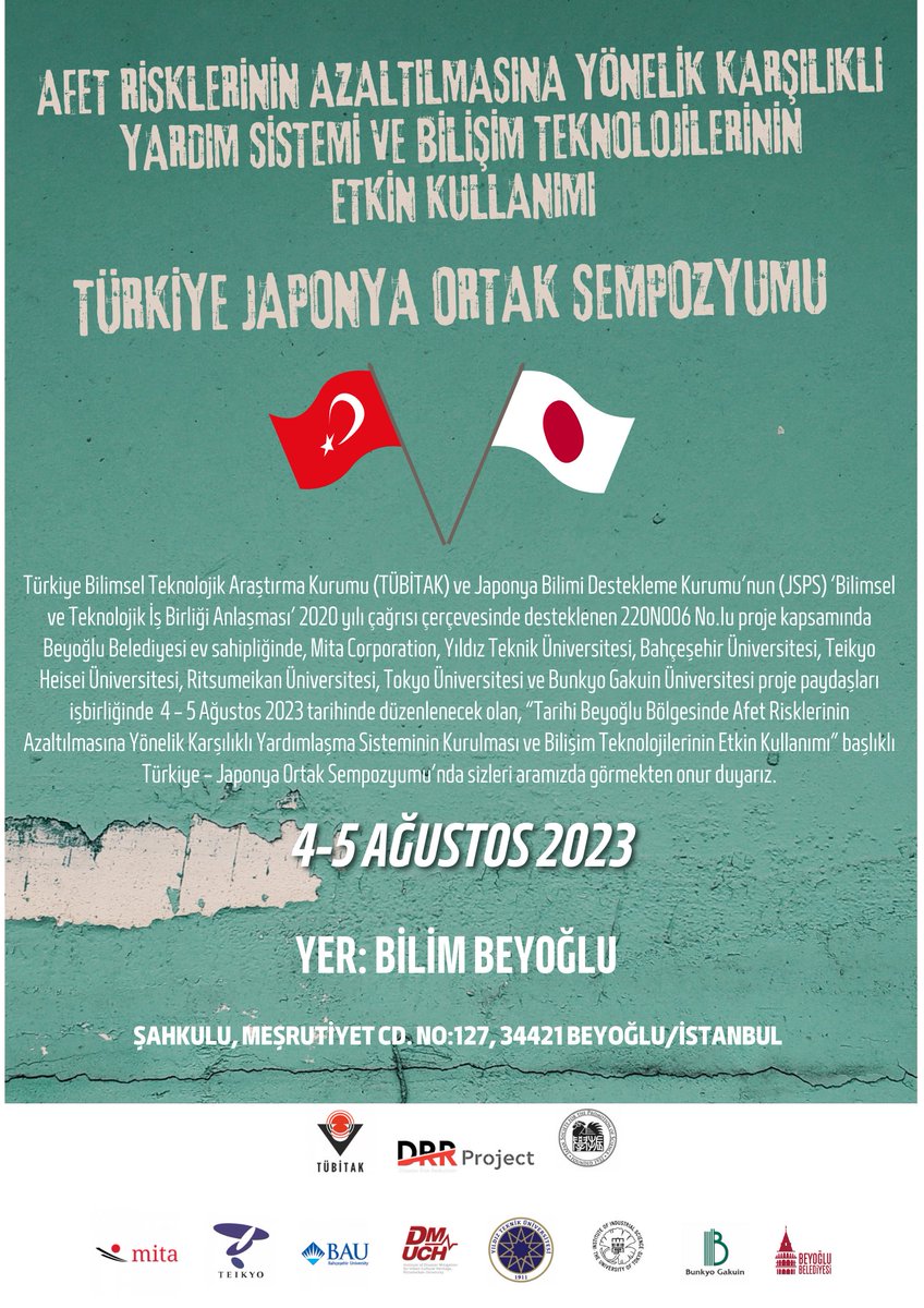 DrrProject's tweet photo. 4-5 Ağustosta gerçekleştireceğimiz Türkiye Japonya Ortak  Sempozyumu'na  hepinizi bekliyoruz.
Sempozyum Hakkında Detaylı bilgi için: https://t.co/JU65M7S5gC