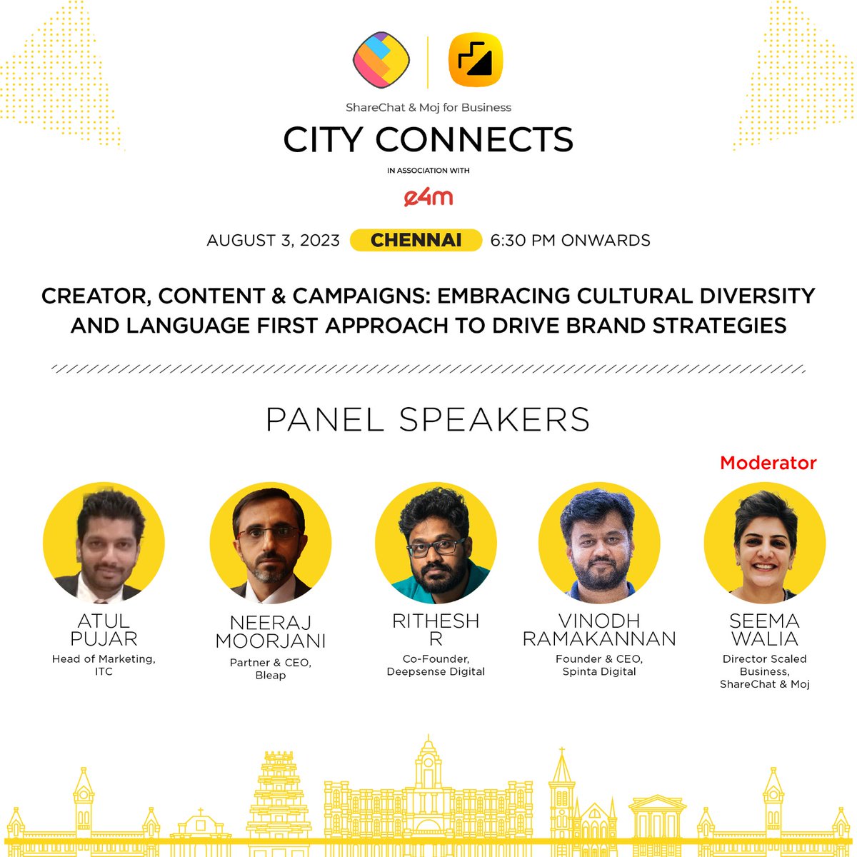 👩‍💻 🎯 Why brands are more focused on personalization &amp; relatability and how does language first approach can help them achieve their goals? Our panel will discuss the ground reality by sharing their real-time experiences at #ShareChatMojE4MCityConnects

Atul Pujar, <a href="/ITCCorpCom/">ITC Limited</a> |