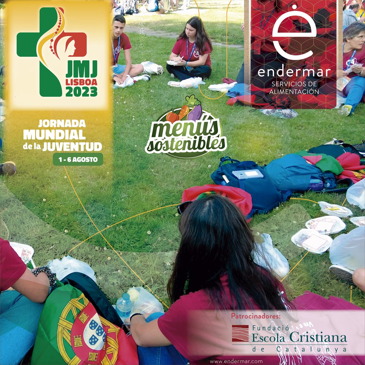 👋 ¿Listos para #JMJLisboa2023?

🍽️ <a href="/Endermar_/">ENDERMAR</a> Menús Sostenibles 🥗
📍 Puntos de comida en BCN antes y después de la #JMJ

🌎 Líder en restauración colectiva y sostenible ya dio 200K comidas a los peregrinos de la PEJ’22. 🌱

#NosVemosEnLisboa

Más info: linkedin.com/company/enderm…