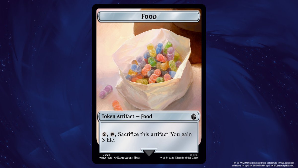 Here's a look at the Fourth Doctor and his iconic food token of the beloved jellybabies which he offers to those he met throughout his time. #MTGxWHO