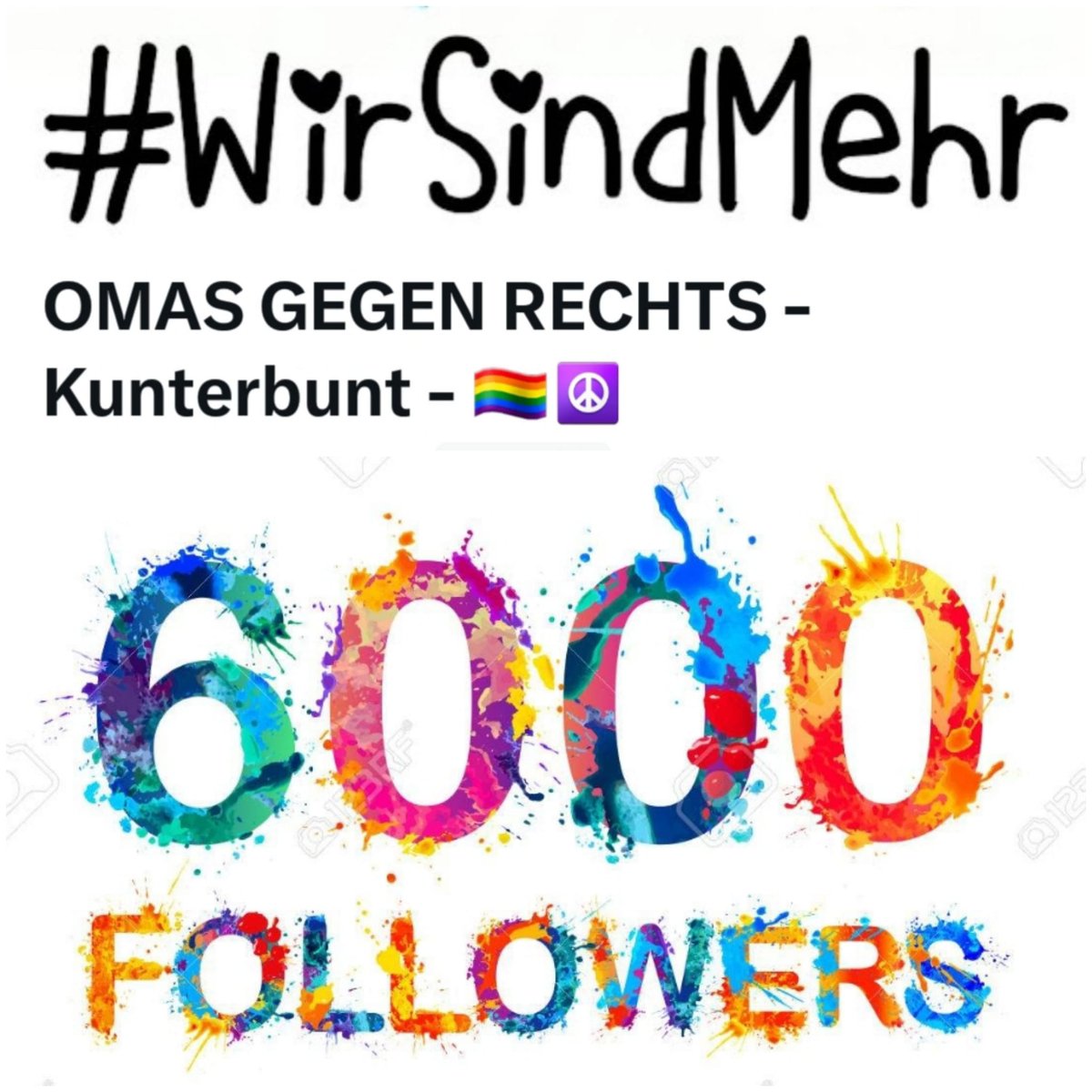 Ihr seid der Wahnsinn!! Soooo viel #Followerpower!! 6000 mal herzlichen Dank an alte und neue #Follower. Ihr gebt uns einen fetten Motivationsschub und enormen Rückenwind für weitere Aktionen. 
#wirsindbunt
#wirsindmehr 
#firewall gegen #Hass, #Hetze, #Rassismus
#nonazis #noafd
