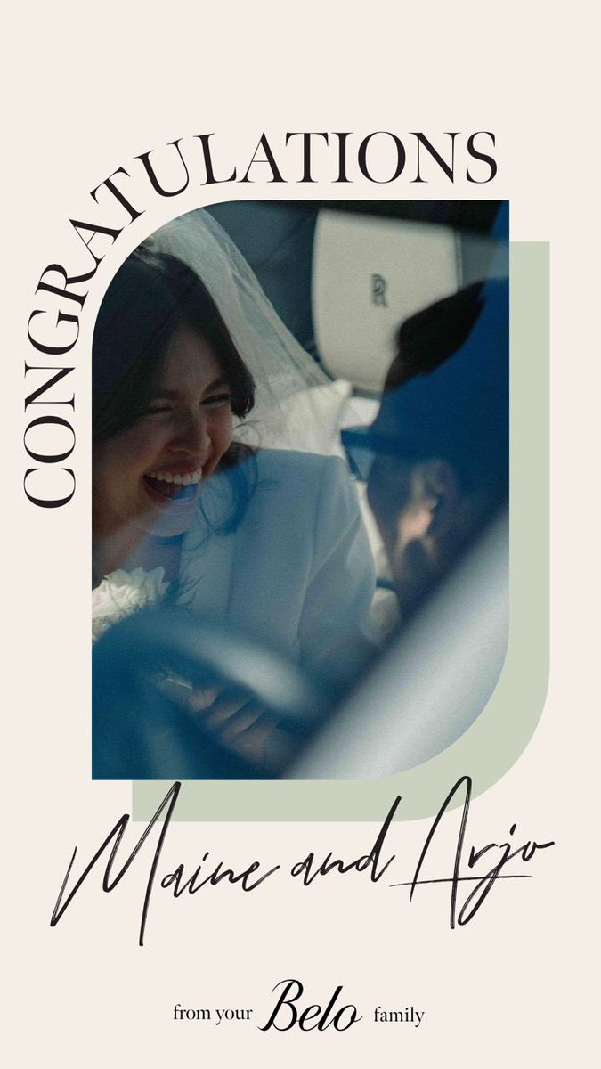 Sending our #BeloBride <a href="/mainedcm/">Maine Mendoza</a> &amp; her husband <a href="/AtaydeArjo/">Arjo Atayde</a> our warmest congratulations! 💍💒👰🏻 #ArjosMaineEvent #AtaydeMendoza