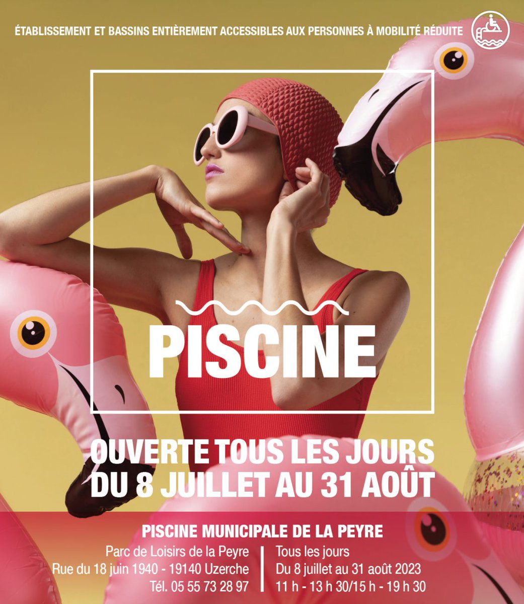#Piscine I 😊 Sortez les maillots, la piscine de plein air d'#Uzerche est ouverte tous les jours du 8 juillet jusqu’au 31 août ! 🏊