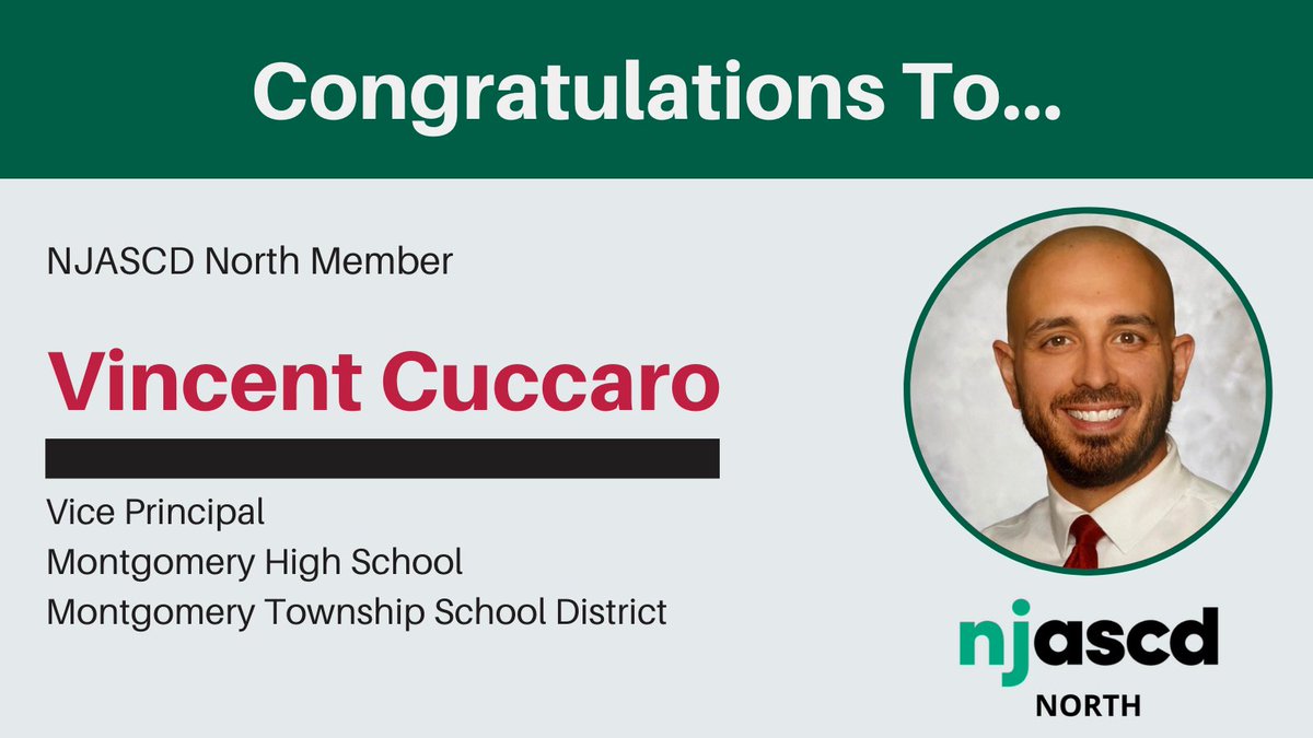 NJASCDNorth's tweet photo. Congratulations 🥳 to our member @The_CUCCriculum on his new position in the Montgomery School District! It was great to meet you at our many networking events last year. We can’t wait to support you in your new role as a #VicePrincipal 👏 #whynjascd https://t.co/HG7OJzaAtj