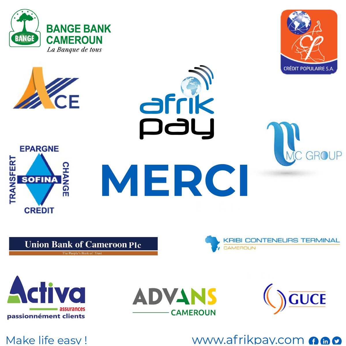 afrikpay's tweet photo. En cette fin de semaine, nous tenons à exprimer toute notre gratitude aux clients et partenaires qui nous font confiance et nous accompagnent au quotidien dans cette brillante aventure.  
 Cc  @blue_by_camtel @InsideEneo, @GuceCameroon
Nous vous disons MERCI https://t.co/XJi93uEqfs