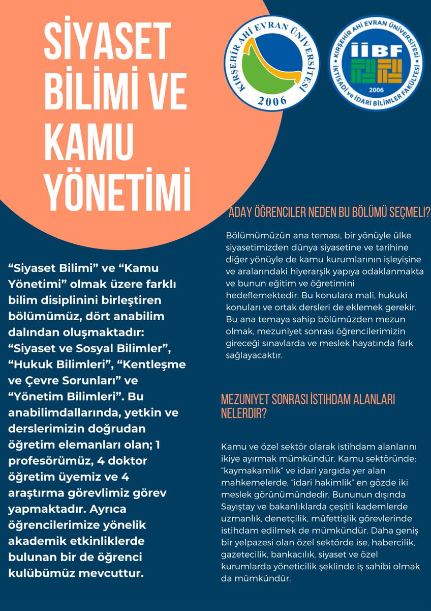 Geleceğin bürokratlarını Fakültemizin Siyaset Bilimi ve Kamu Yönetimi Bölümünü seçmeye davet ediyoruz.