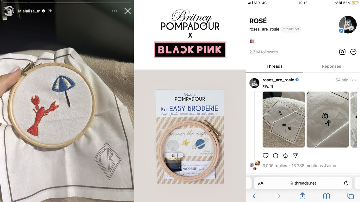 Maylis's tweet image. After #LALISA, #ROSE is charing the embroidery she made with my kits on #ThreadsApp  🙃😍🤪 #BLACKPINK 

britneypompadour.com/fr/kit-de-brod…