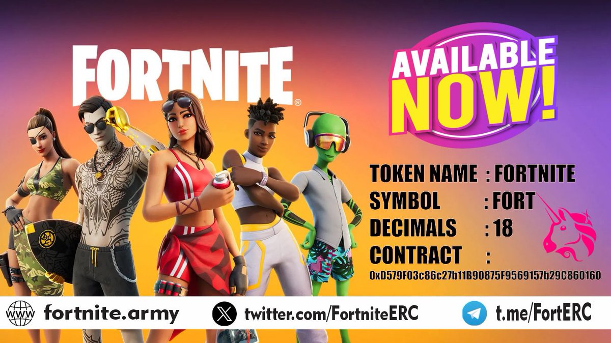 FortniteERC's tweet photo. 🔥🔥🔥 $FORT is now live!! 🔥🔥

You can buy it on UNISWAP exchange! 

NEW  WEBSITE 👇🔥
🚀 https://t.co/NSaTIym1pu 💎
🔈 TG 👉 https://t.co/IahPb8Wx9R
📣 Twitter 👉 @FortniteERC

💎 DEXTOOLS 👉 https://t.co/6QtuM7i55y

💎 Contract: 
0xD579F03c86c27b11B90875F9569157b29C860160 https://t.co/LXfHoCvpJ0
